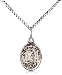 [9346SS/18SS] Sterling Silver Our Lady of Tears Pendant on a 18 inch Sterling Silver Light Curb chain