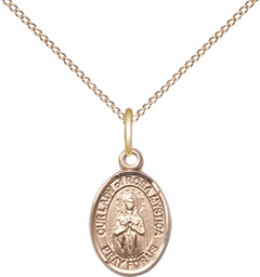[9413GF/18GF] 14kt Gold Filled Our Lady of Rosa Mystica Pendant on a 18 inch Gold Filled Light Curb chain