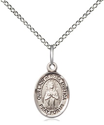 [9413SS/18SS] Sterling Silver Our Lady of Rosa Mystica Pendant on a 18 inch Sterling Silver Light Curb chain