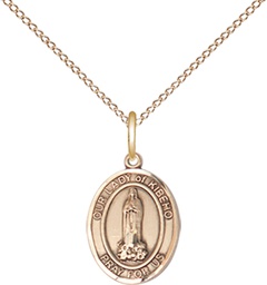[9414GF/18GF] 14kt Gold Filled Our Lady of Kibeho Pendant on a 18 inch Gold Filled Light Curb chain