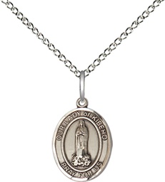 [9414SS/18SS] Sterling Silver Our Lady of Kibeho Pendant on a 18 inch Sterling Silver Light Curb chain