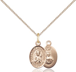 [9421GF/18GF] 14kt Gold Filled Our Lady of Czestochowa Pendant on a 18 inch Gold Filled Light Curb chain