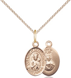 [9421GF/18GF] 14kt Gold Filled Our Lady of Czestochowa Pendant on a 18 inch Gold Filled Light Curb chain