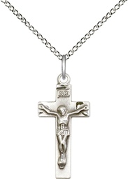 [0006SS/18SS] Sterling Silver Crucifix Pendant on a 18 inch Sterling Silver Light Curb chain
