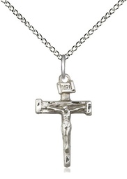 [0072SS/18SS] Sterling Silver Nail Crucifix Pendant on a 18 inch Sterling Silver Light Curb chain