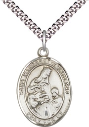 [7407SS/24S] Sterling Silver Saint Margaret of Scotland Pendant on a 24 inch Light Rhodium Heavy Curb chain