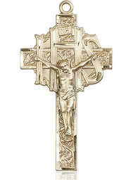 [0100KT] 14kt Gold Crucifix Medal
