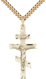 [0249GF/24G] 14kt Gold Filled Saint Andrew Pendant on a 24 inch Gold Plate Heavy Curb chain