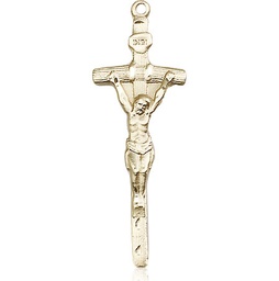 [0564KT] 14kt Gold Papal Crucifix Medal