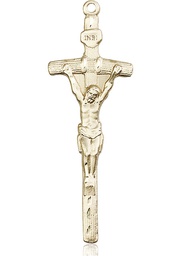 [0565KT] 14kt Gold Papal Crucifix Medal
