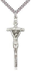 [0565SS/24S] Sterling Silver Papal Crucifix Pendant on a 24 inch Light Rhodium Heavy Curb chain