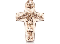 [0569KT] 14kt Gold Papal Crucifix Medal