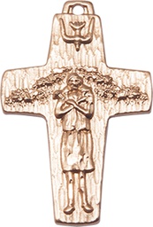 [0569KT] 14kt Gold Papal Crucifix Medal