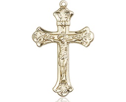 [0622KT] 14kt Gold Crucifix Medal