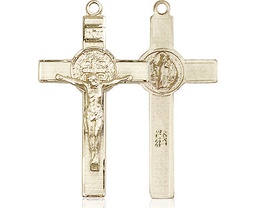 [0625KT] 14kt Gold Saint Benedict Crucifix Medal