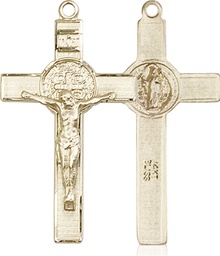 [0625KT] 14kt Gold Saint Benedict Crucifix Medal