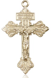 [0632KT] 14kt Gold Crucifix Medal