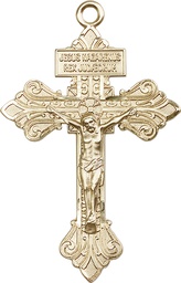 [0632KT] 14kt Gold Crucifix Medal
