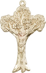 [0634KT] 14kt Gold Crucifix Medal