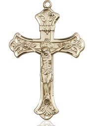 [0642KT] 14kt Gold Crucifix Medal