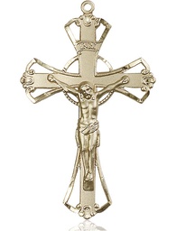 [0643KT] 14kt Gold Crucifix Medal