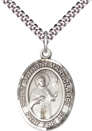 [7416SS/24S] Sterling Silver Saint Anthony Mary Claret Pendant on a 24 inch Light Rhodium Heavy Curb chain