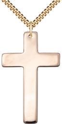 [5735GF/24G] 14kt Gold Filled Cross Pendant on a 24 inch Gold Plate Heavy Curb chain