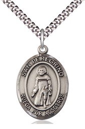 [7088SPSS/24S] Sterling Silver San Peregrino Pendant on a 24 inch Light Rhodium Heavy Curb chain