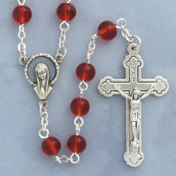 [967/RD] Rosary Glass Red 6Mm Round