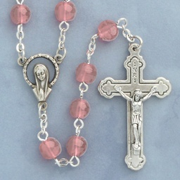 [967/PK] Rosary Glass Pink 6Mm Round