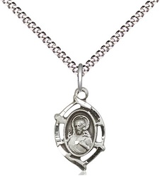 [4153SS/18S] Sterling Silver Scapular Pendant on a 18 inch Light Rhodium Light Curb chain