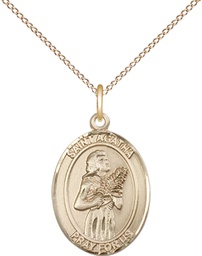 [8003GF/18GF] 14kt Gold Filled Saint Agatha Pendant on a 18 inch Gold Filled Light Curb chain