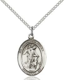 [8118SS/18S] Sterling Silver Guardian Angel Pendant on a 18 inch Light Rhodium Light Curb chain