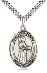 [7209SS/24S] Sterling Silver Saint Petronille Pendant on a 24 inch Light Rhodium Heavy Curb chain
