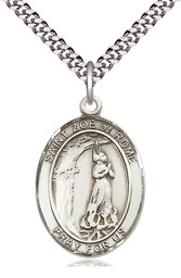 [7314SS/24S] Sterling Silver Saint Zoe of Rome Pendant on a 24 inch Light Rhodium Heavy Curb chain