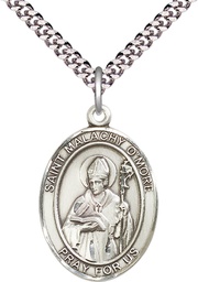 [7316SS/24S] Sterling Silver Saint Malachy O'More Pendant on a 24 inch Light Rhodium Heavy Curb chain