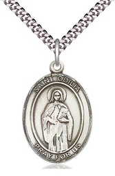 [7319SS/24S] Sterling Silver Saint Odilia Pendant on a 24 inch Light Rhodium Heavy Curb chain