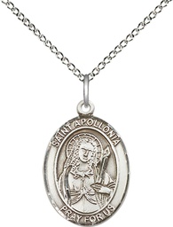 [8005SS/18SS] Sterling Silver Saint Apollonia Pendant on a 18 inch Sterling Silver Light Curb chain