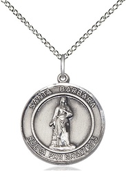 [8006RDSPSS/18SS] Sterling Silver Santa Barbara Pendant on a 18 inch Sterling Silver Light Curb chain