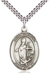 [7340SS/24S] Sterling Silver Saint Clement Pendant on a 24 inch Light Rhodium Heavy Curb chain