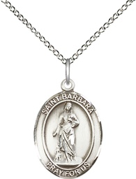 [8006SS/18SS] Sterling Silver Saint Barbara Pendant on a 18 inch Sterling Silver Light Curb chain