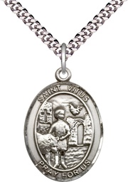 [7368SS/24S] Sterling Silver Saint Vitus Pendant on a 24 inch Light Rhodium Heavy Curb chain
