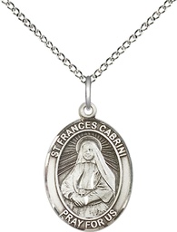 [8011SS/18SS] Sterling Silver Saint Frances Cabrini Pendant on a 18 inch Sterling Silver Light Curb chain