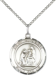 [8014RDSS/18SS] Sterling Silver Saint Catherine of Siena Pendant on a 18 inch Sterling Silver Light Curb chain