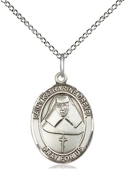 [8015SS/18SS] Sterling Silver Saint Katharine Drexel Pendant on a 18 inch Sterling Silver Light Curb chain