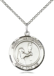 [8017RDSS/18SS] Sterling Silver Saint Bernadette Pendant on a 18 inch Sterling Silver Light Curb chain