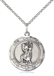 [8022RDSPSS/18SS] Sterling Silver San Cristobal Pendant on a 18 inch Sterling Silver Light Curb chain