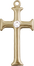 [6008KT-STN4] 14kt Gold Cross Medal with a 3mm Crystal Swarovski stone