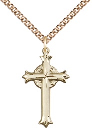 [6011GF/24GF] 14kt Gold Filled Cross Pendant on a 24 inch Gold Filled Heavy Curb chain