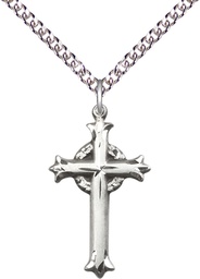 [6011SS/24SS] Sterling Silver Cross Pendant on a 24 inch Sterling Silver Heavy Curb chain